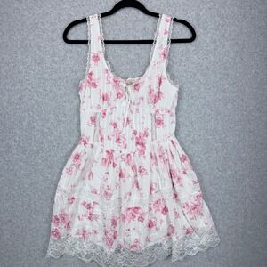 Aeropostale Floral Lace Mini Dress M Adjustable Straps Pink Coquette Cottagecore